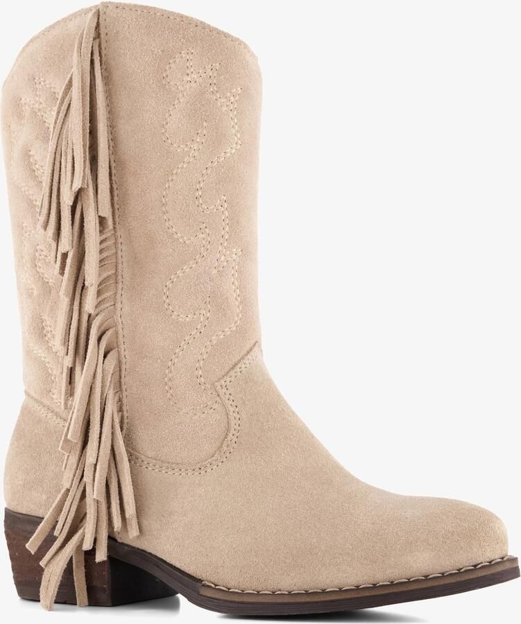 Groot suède meisjes cowboylaarzen met franjes beige