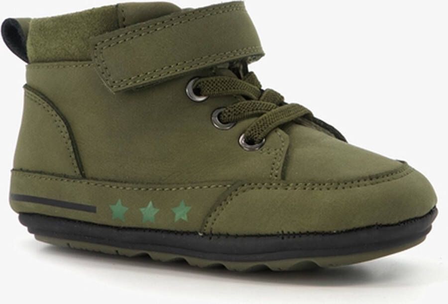 Groot leren babyschoenen groen met sterren Uitneembare zool In cadeauverpakking