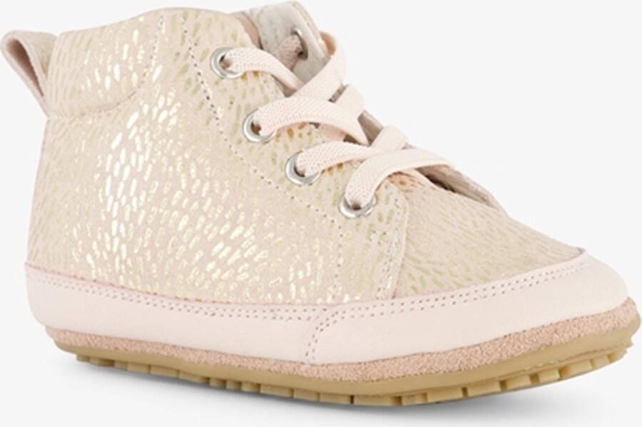 Groot leren babyschoenen roze goud Uitneembare zool In cadeauverpakking