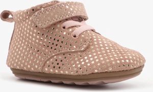 Groot leren babyschoenen roze met goude stippen Uitneembare zool In cadeauverpakking