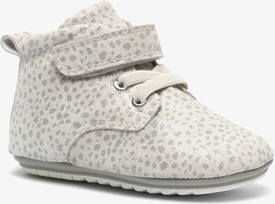 Groot leren babyschoenen wit zilver Uitneembare zool In cadeauverpakking
