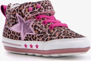 Groot leren meisjes babyschoenen met luipaardprint Bruin Uitneembare zool In cadeauverpakking