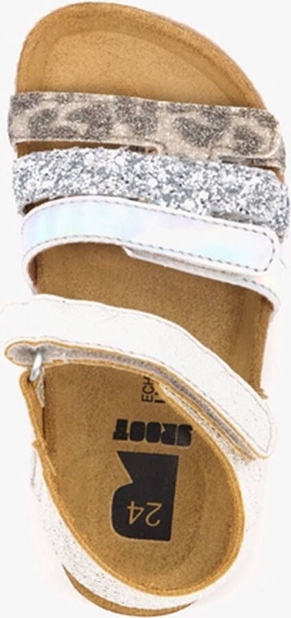 Groot leren meisjes bio sandalen met glitters Zilver