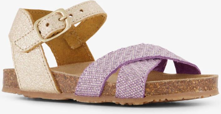 Groot leren meisjes bio slippers paars goud