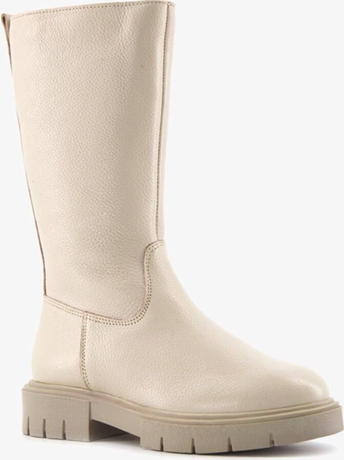 Groot leren meisjes boots Beige Echt leer