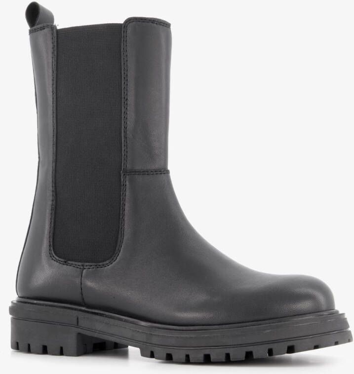 Groot leren meisjes Chelsea boots zwart Uitneembare zool