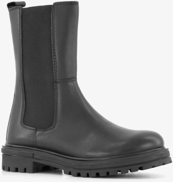 Groot leren meisjes Chelsea boots zwart Uitneembare zool