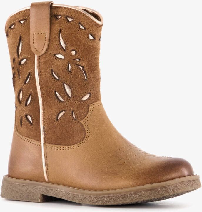 Groot leren meisjes cowboy western boots cognac Uitneembare zool