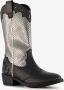 Groot leren meisjes cowboy western laarzen zwart zilver Uitneembare zool - Thumbnail 2