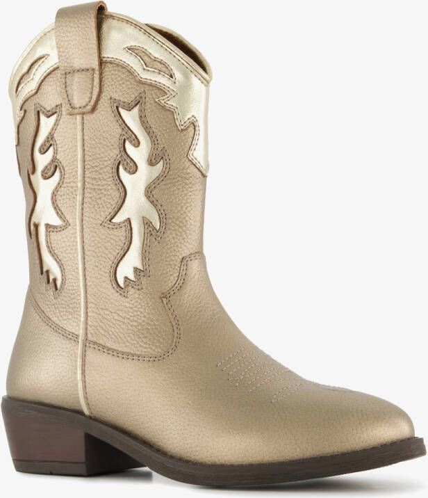 Groot leren meisjes cowboylaarsjes goud Uitneembare zool