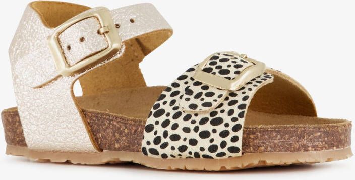 Groot leren meisjes sandalen goud dierenprint