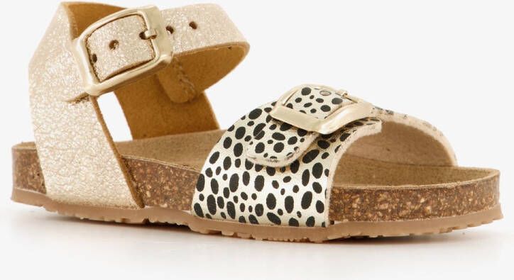 Groot leren meisjes sandalen goud dierenprint