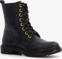 Groot leren meisjes veterboots met gouden details - Thumbnail 1