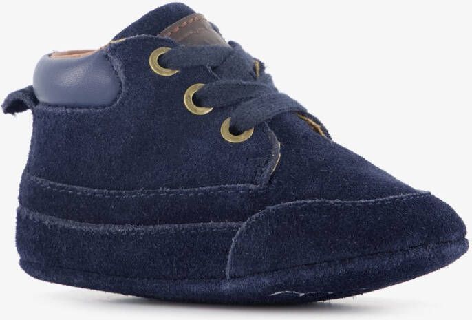 Groot suède babyschoenen blauw Echt leer Uitneembare zool In cadeauverpakking