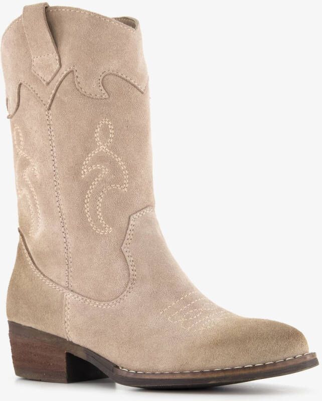 Groot suède meisjes cowboylaarsjes beige
