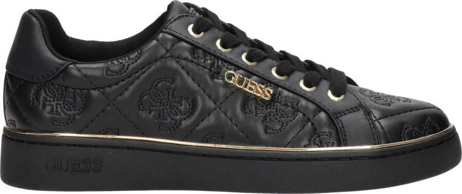 Guess Zwarte leren sneakers Metalen logo Black Dames