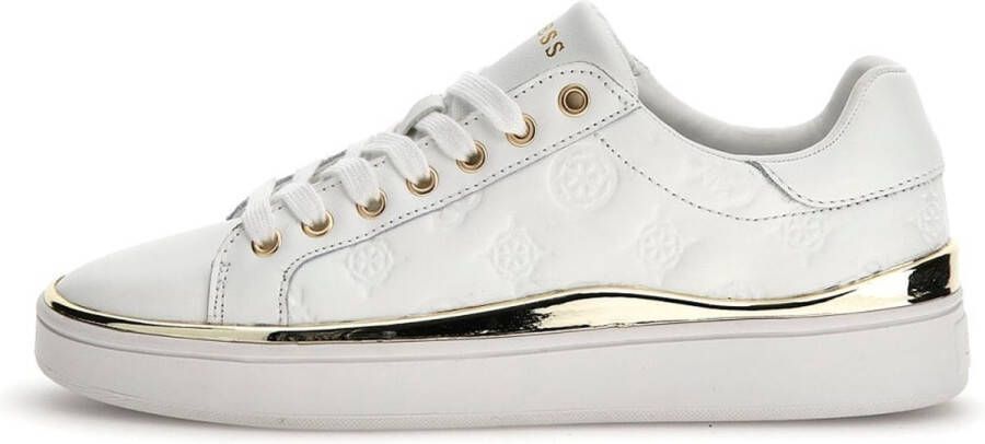 Guess Dames Lage Top Leren Sneakers Bonny Wit White Dames