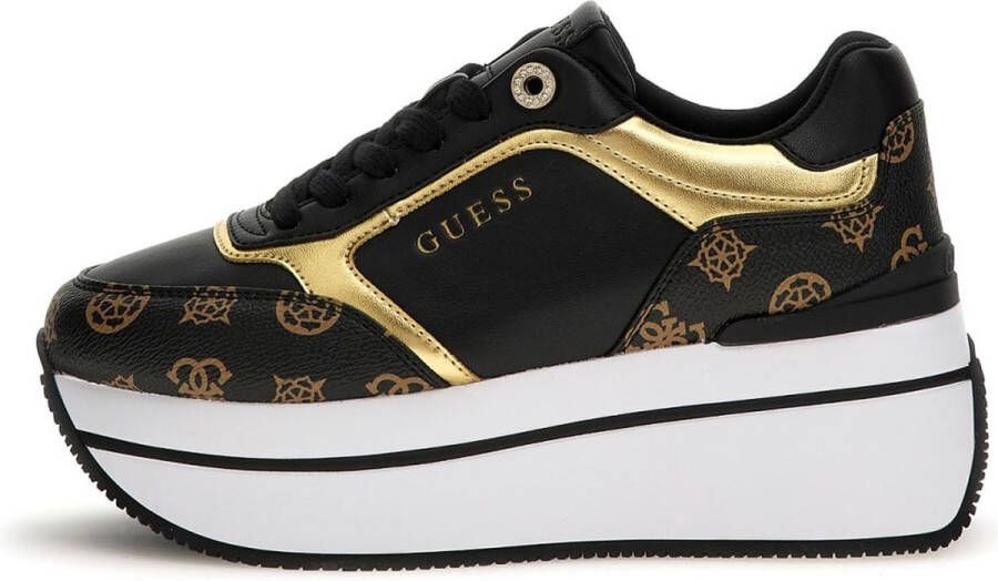 Guess Zwarte en bruine PU-schoenen voor dames met gouden details Zwart Dames