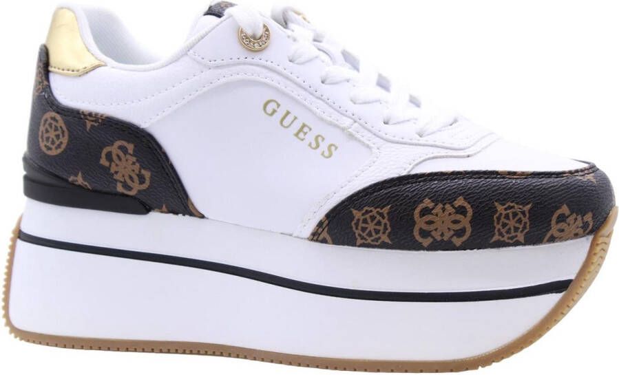 Guess Witte en bruine damesschoenen met gouden details White Dames