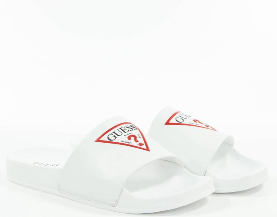 Guess Iconische Logo Sliders Platte Schoenen White