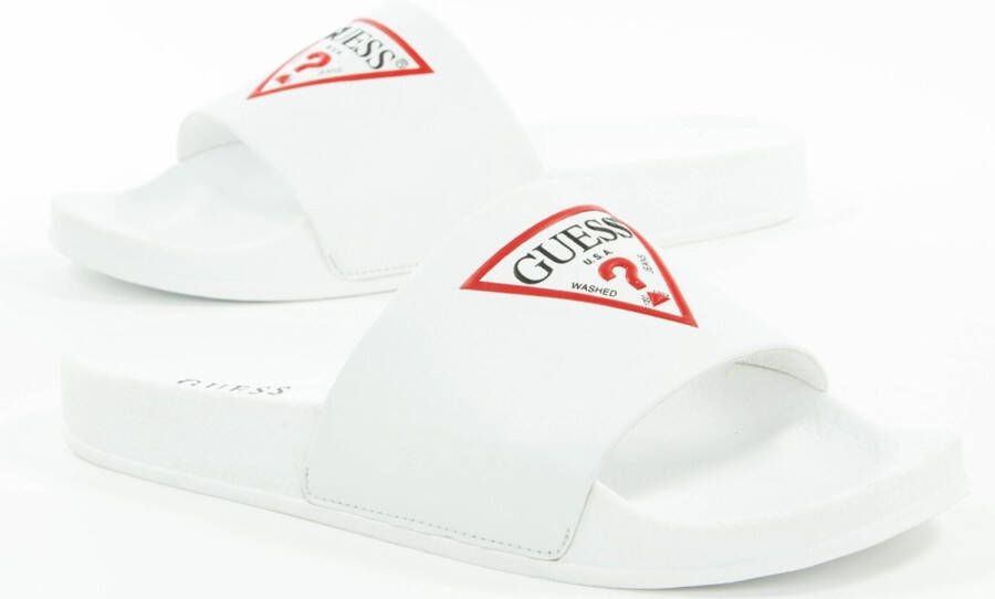 Guess Iconische Logo Sliders Platte Schoenen White Heren