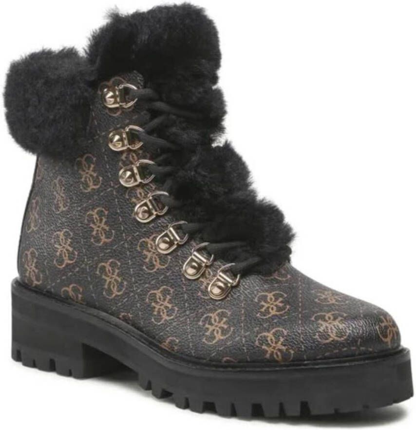 GUESS Dames Booties Issa Zwart Gevoerde Veterlaarsjes
