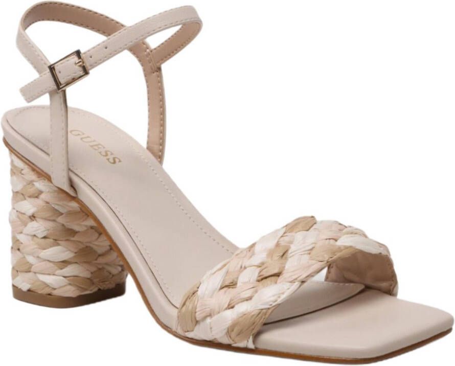 GUESS Dames Sandalen Cadante Beige Met Gevlochten Hiel Traploze Elegantie