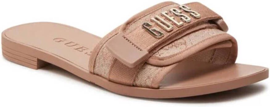 GUESS Damesslippers Elyze3 slip-on beige elegant comfortabel