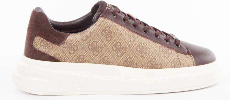 Guess Beige Sneakers 4G Logo Suede Inserts Beige Heren