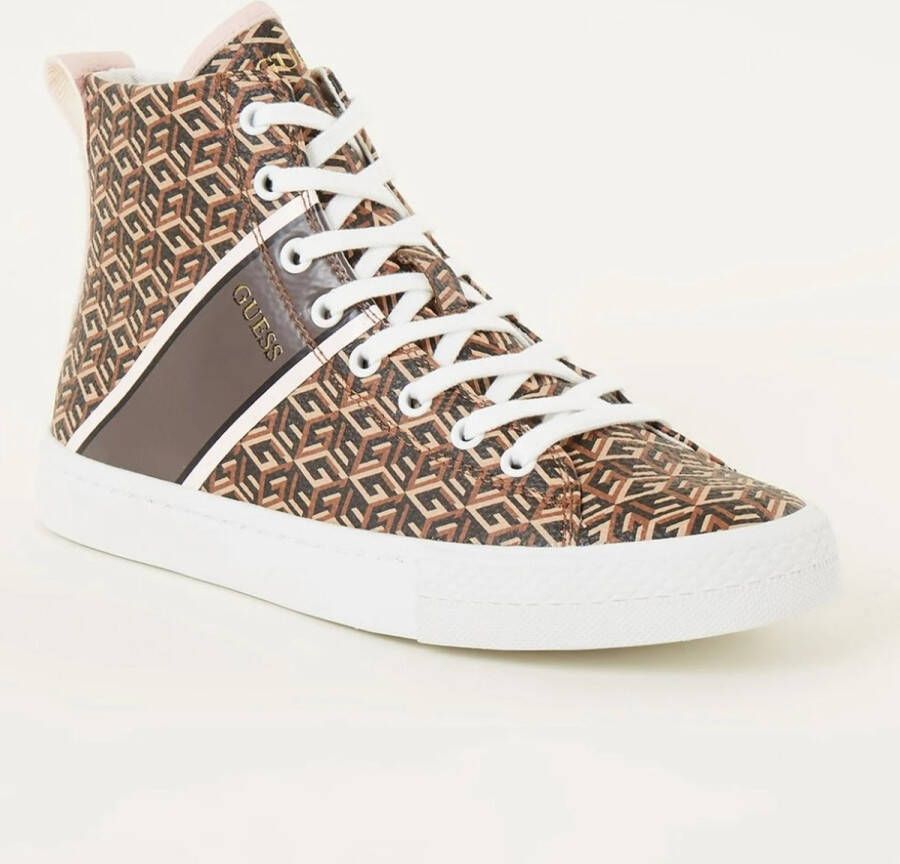 GUESS Sneakers Elga hoge sneakers bruin met vetersluiting