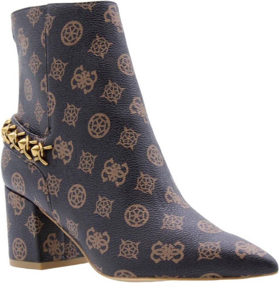 Guess Bruine Suède Enkellaars met Puntige Neus en Slip On Brown Dames