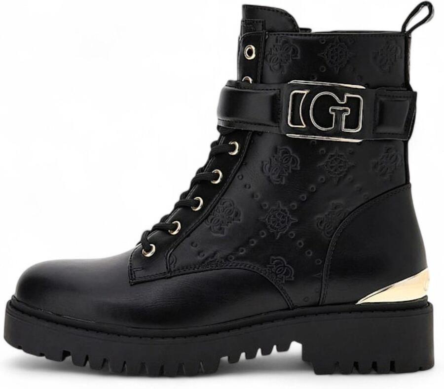 GUESS Anfibio Oranda enkellaarsjes met 4G logo en zwarte pioenroos - Foto 3