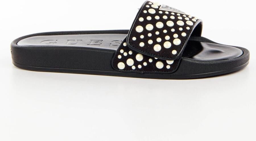 GUESS Dames Zwart Slip-on Sandalen Model FLGCANFAB19-BLACK Met Platte Hak en Gummi Zolen