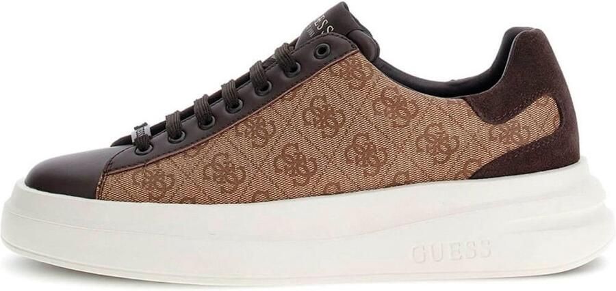 Guess Beige Sneakers 4G Logo Suede Inserts Beige Heren