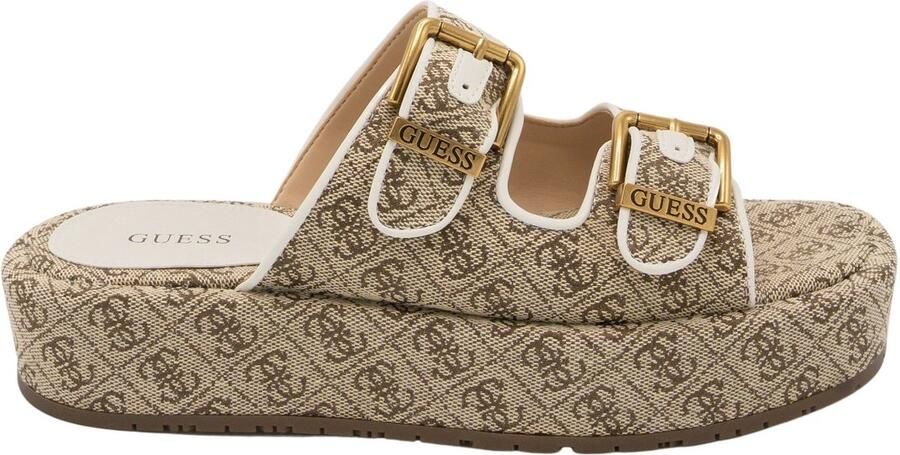 Guess Ramon slipper met leren details en logoprint