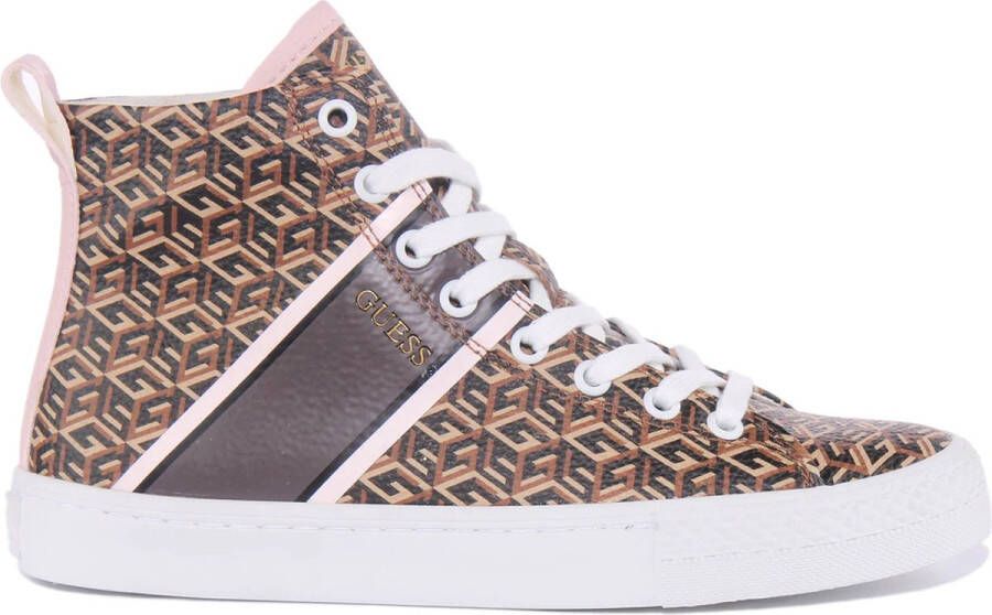 GUESS Sneakers Elga hoge sneakers bruin met vetersluiting