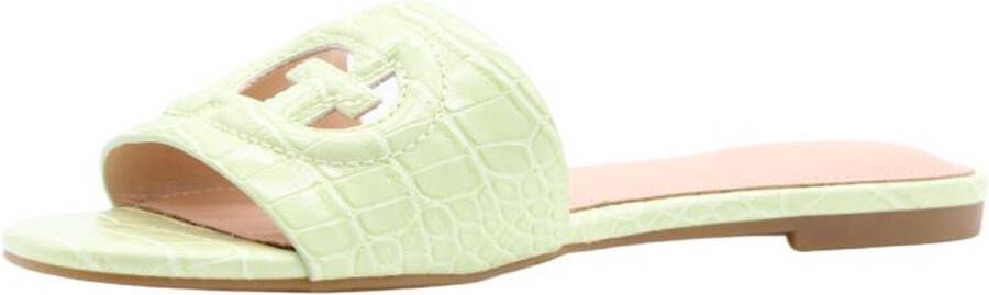 GUESS Tashia slippers met crocoprint limegroen - Foto 6