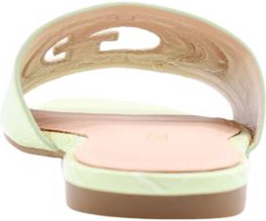 GUESS Tashia slippers met crocoprint limegroen - Foto 4