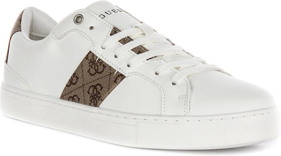 Guess Monogram PU Leren Sneakers Wit White Heren