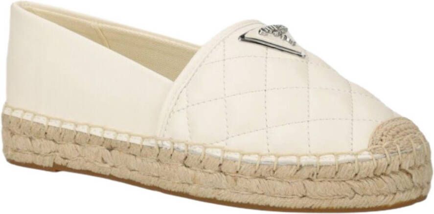 GUESS Jolanda doorgestikte dames espadrilles beige eco leer