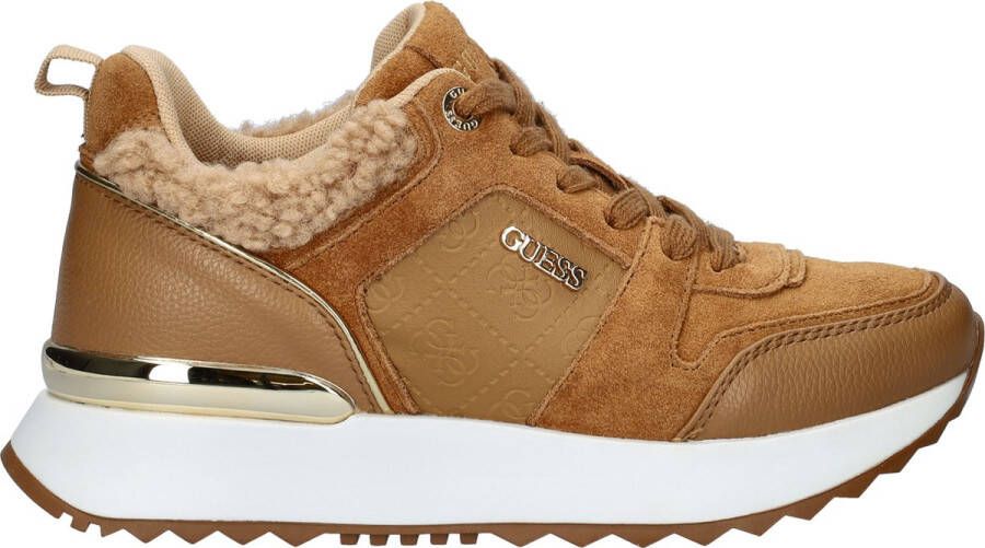 Guess Bruine Leren Sneakers met Metalen Logo Brown