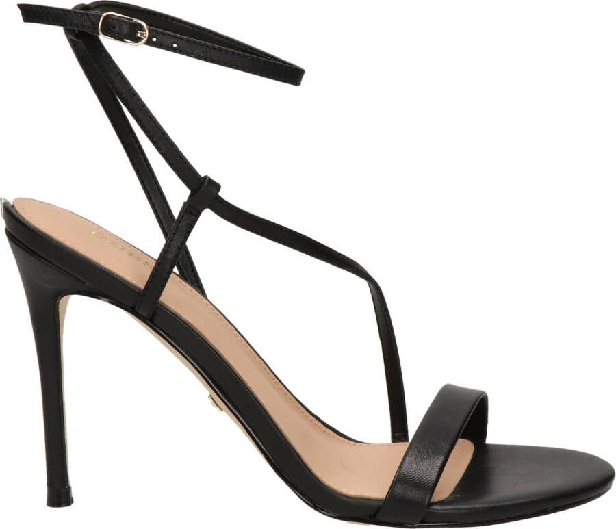 Guess Zwarte leren Kadera TC 105 enkelband sandaal Black Dames