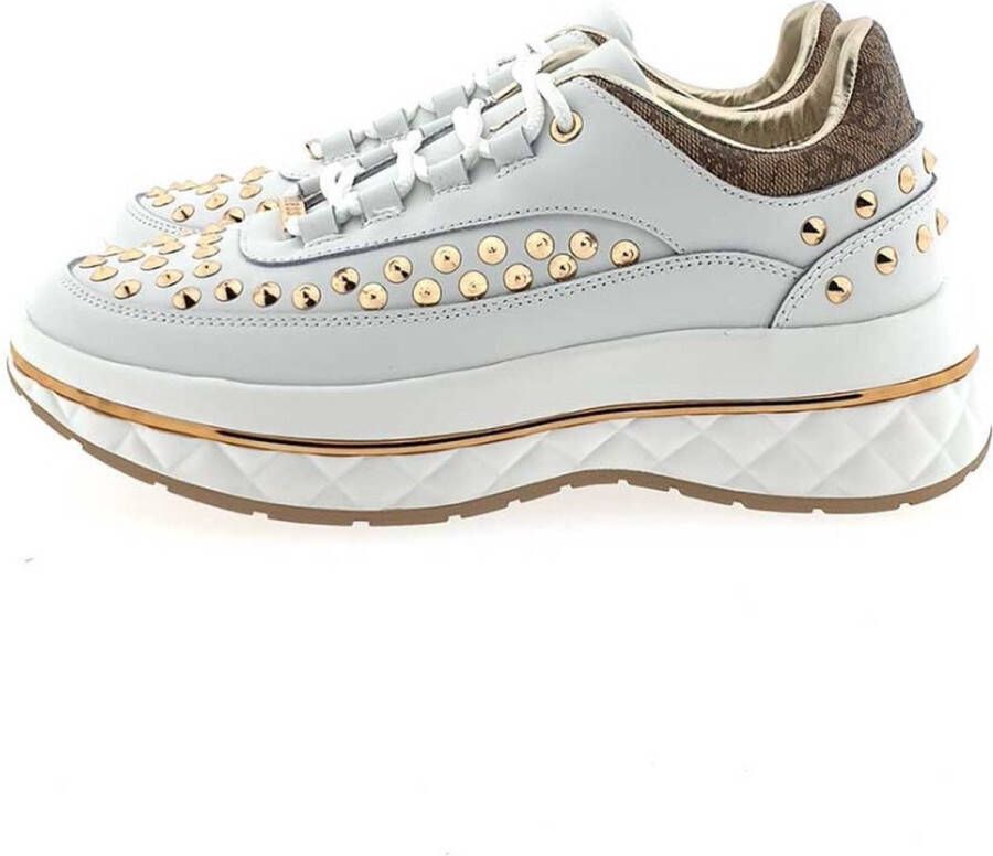 Guess Witte en bruine damesschoenen met gouden details White Dames