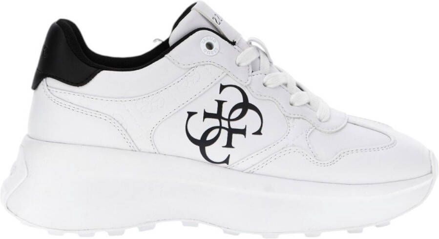 GUESS Printed Lace-Up Sneakers with Polyurethane Composition Wo White
