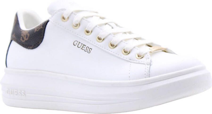 Guess Witte en bruine damesschoenen met gouden details White Dames