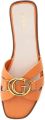 Guess Slippers van leer met labeldetail model 'SYMO' - Oranje