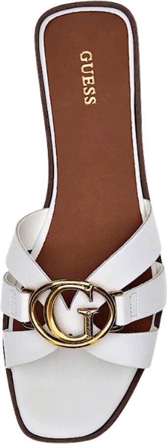 GUESS leren slippers met G-logo wit - Foto 4