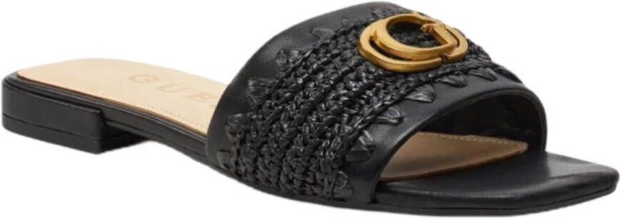 GUESS Tamarra leren damesslippers zwart slip-on comfortabel met logo