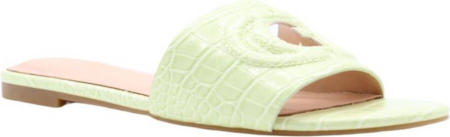 GUESS Tashia slippers met crocoprint limegroen