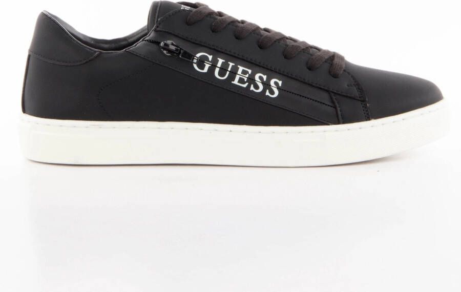 Guess Zip logo sneakers in PU-leer Black Heren